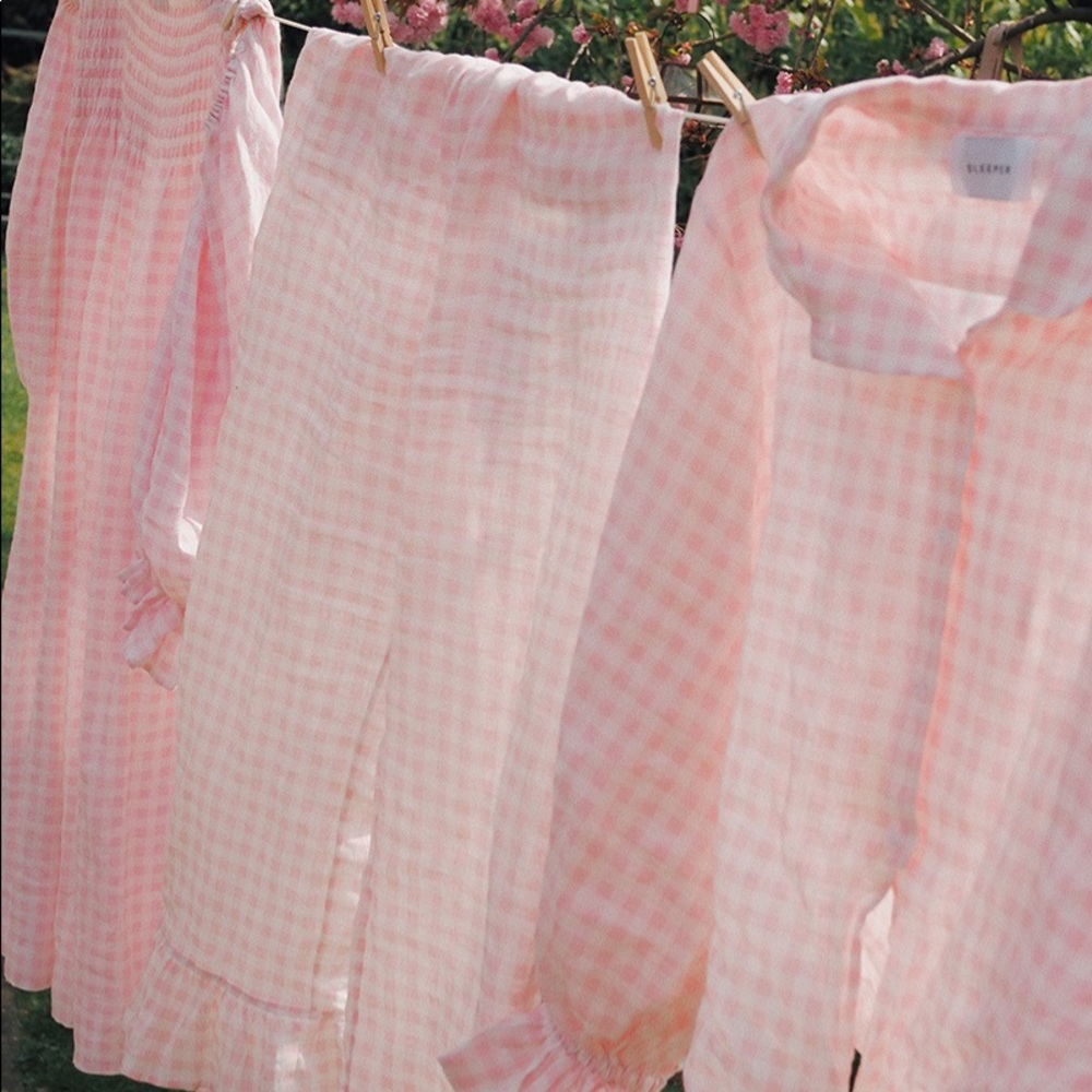 Sleeper Lounge Dress in Pink Gingham